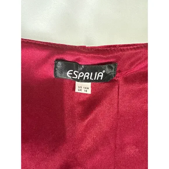 ESPRLIA Women's Plus Size Velvet Sexy Faux Wrap Pencil Midi Dresses 14W - Picture 5 of 9